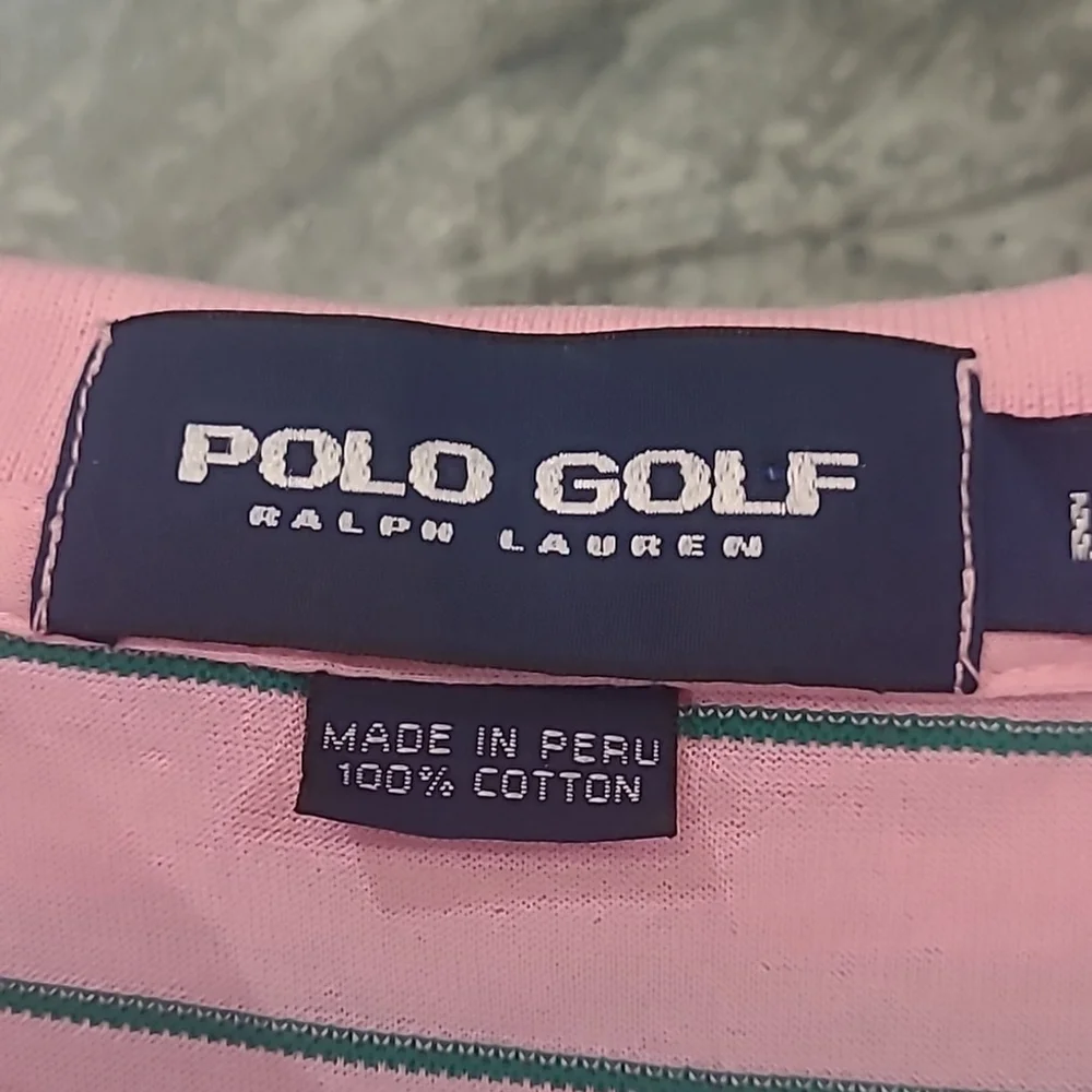 Ralph LAUREN GOLF men's Pink Striped Polo Golf Shirt Large